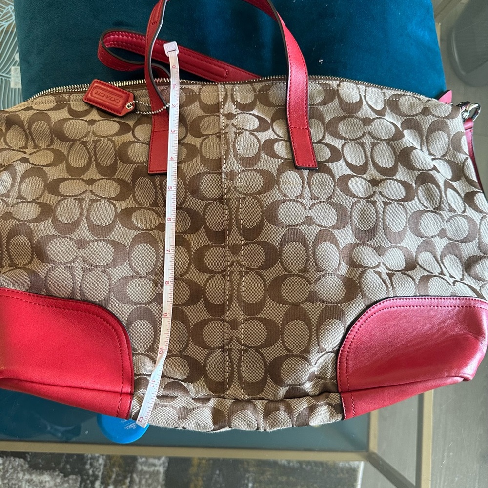 Coach Signature Tan and Red Tote